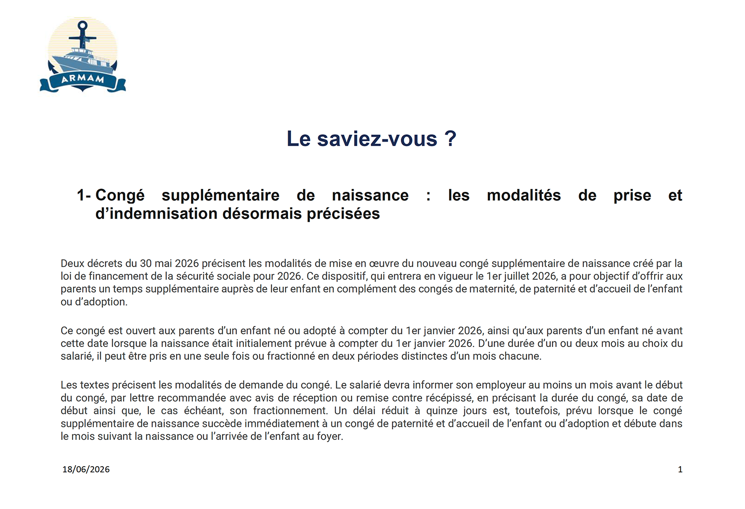 Armam Flash-info